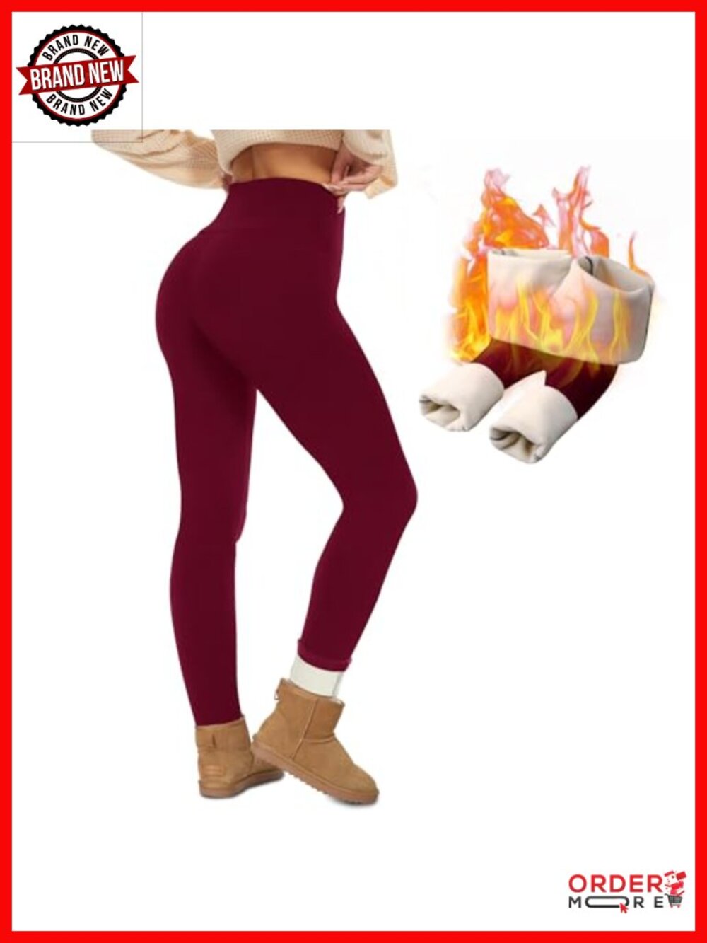 Fleece Lined Leggings - Thermal High Waisted Tummy Control Winter Warm Pants